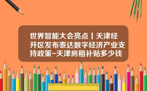 世界智能大会亮点丨天津经开区发布泰达数字经济产业支持政策-天津房租补贴多少钱