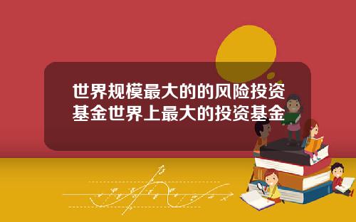 世界规模最大的的风险投资基金世界上最大的投资基金