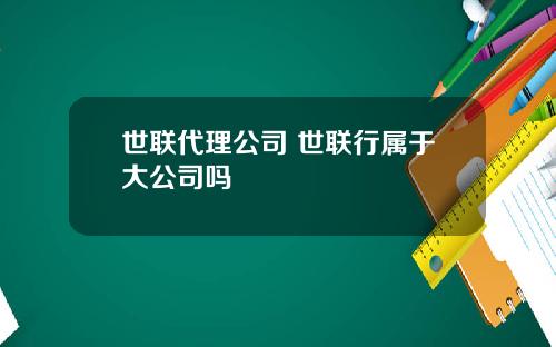 世联代理公司 世联行属于大公司吗