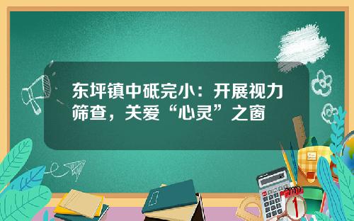东坪镇中砥完小：开展视力筛查，关爱“心灵”之窗
