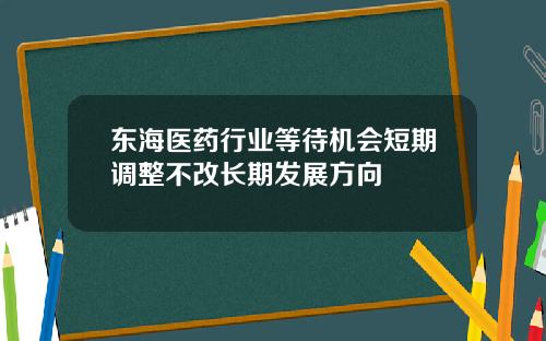 东海医药行业等待机会短期调整不改长期发展方向