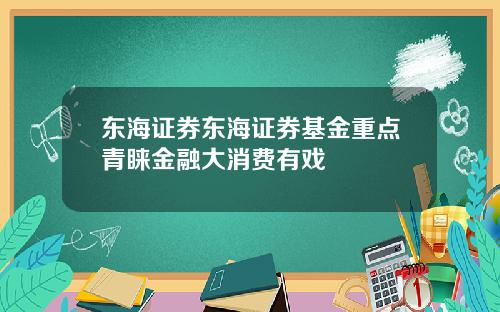 东海证券东海证券基金重点青睐金融大消费有戏