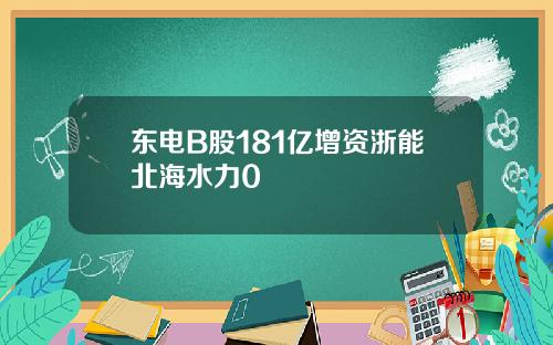 东电B股181亿增资浙能北海水力0