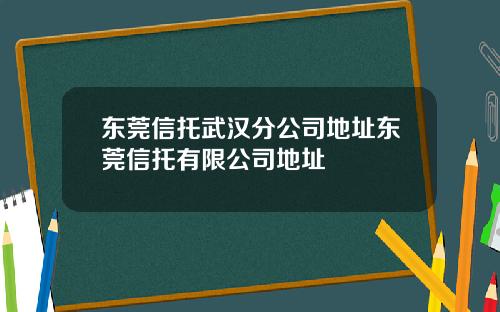 东莞信托武汉分公司地址东莞信托有限公司地址