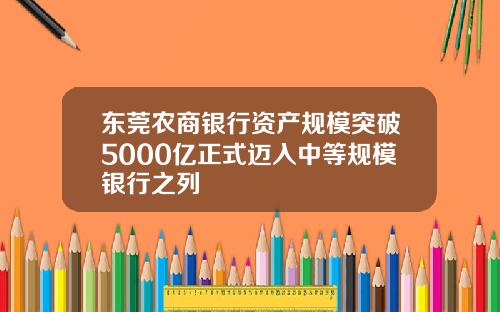 东莞农商银行资产规模突破5000亿正式迈入中等规模银行之列