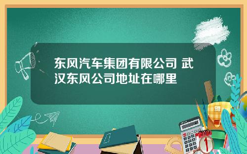 东风汽车集团有限公司 武汉东风公司地址在哪里