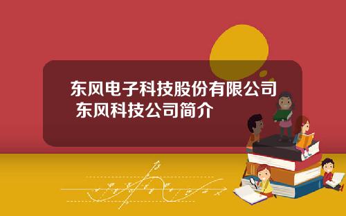 东风电子科技股份有限公司 东风科技公司简介