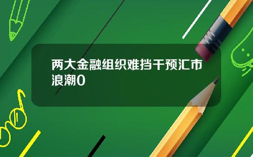两大金融组织难挡干预汇市浪潮0