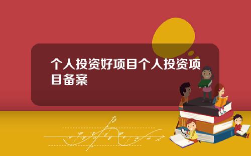 个人投资好项目个人投资项目备案