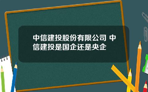 中信建投股份有限公司 中信建投是国企还是央企