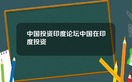 中国投资印度论坛中国在印度投资