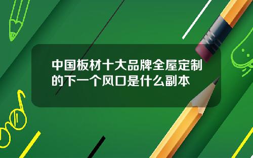 中国板材十大品牌全屋定制的下一个风口是什么副本