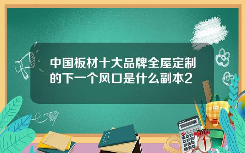 中国板材十大品牌全屋定制的下一个风口是什么副本2