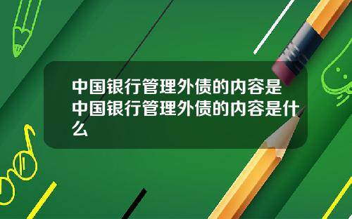 中国银行管理外债的内容是中国银行管理外债的内容是什么