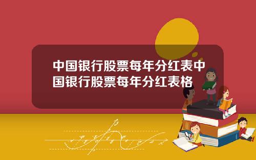 中国银行股票每年分红表中国银行股票每年分红表格