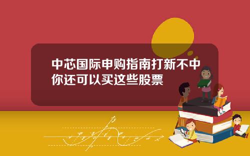 中芯国际申购指南打新不中你还可以买这些股票