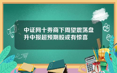 中证网十券商下周望震荡盘升中报超预期股或有惊喜