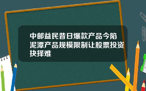 中邮益民昔日爆款产品今陷泥潭产品规模限制让股票投资抉择难