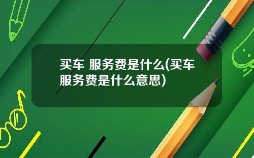 买车 服务费是什么(买车服务费是什么意思)