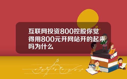 互联网投资800控股你觉得用800元开网站开的起来吗为什么
