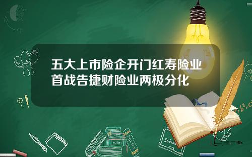 五大上市险企开门红寿险业首战告捷财险业两极分化