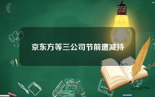 京东方等三公司节前遭减持