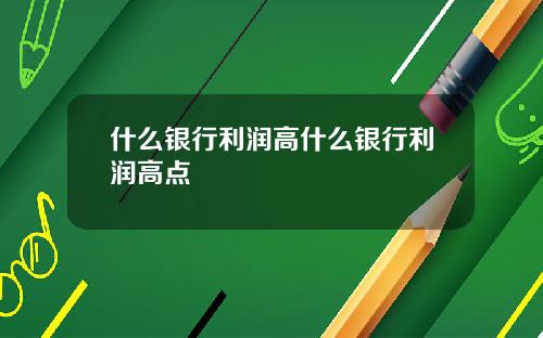 什么银行利润高什么银行利润高点