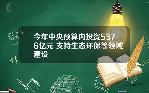 今年中央预算内投资5376亿元 支持生态环保等领域建设