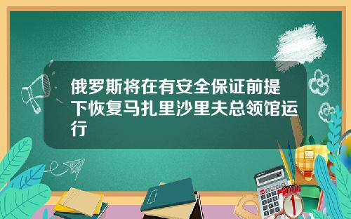 俄罗斯将在有安全保证前提下恢复马扎里沙里夫总领馆运行