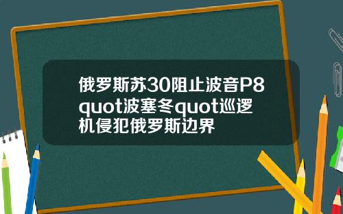 俄罗斯苏30阻止波音P8quot波塞冬quot巡逻机侵犯俄罗斯边界