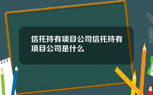信托持有项目公司信托持有项目公司是什么
