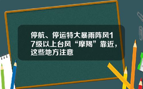 停航、停运特大暴雨阵风17级以上台风“摩羯”靠近，这些地方注意