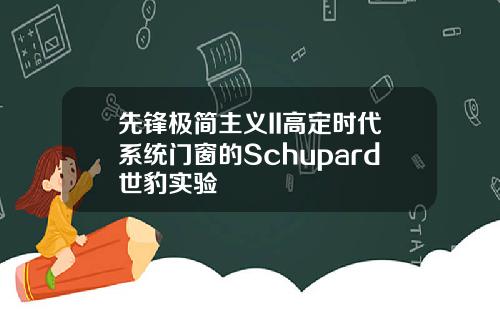 先锋极简主义II高定时代系统门窗的Schupard世豹实验