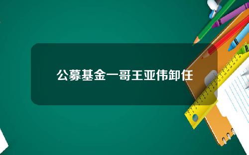 公募基金一哥王亚伟卸任