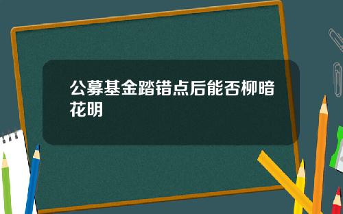 公募基金踏错点后能否柳暗花明