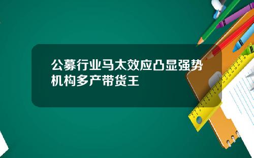 公募行业马太效应凸显强势机构多产带货王