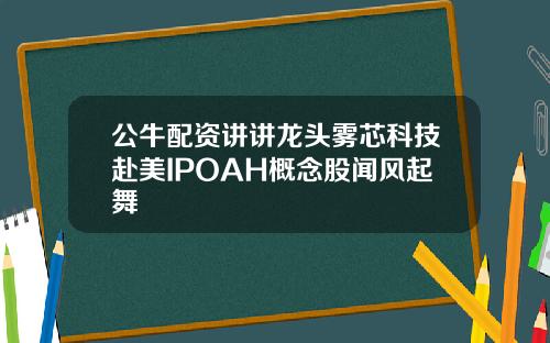 公牛配资讲讲龙头雾芯科技赴美IPOAH概念股闻风起舞