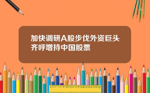 加快调研A股步伐外资巨头齐呼增持中国股票
