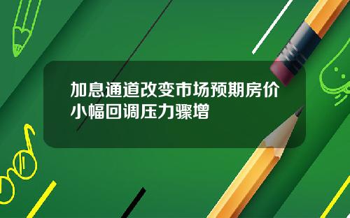 加息通道改变市场预期房价小幅回调压力骤增