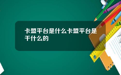 卡盟平台是什么卡盟平台是干什么的