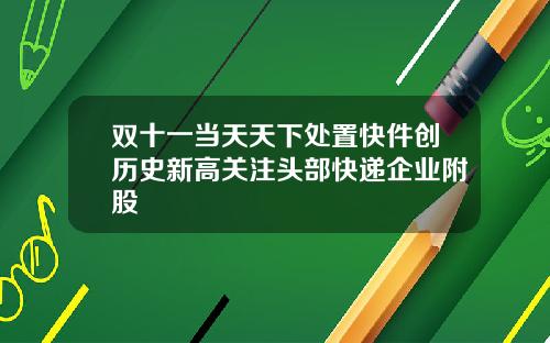 双十一当天天下处置快件创历史新高关注头部快递企业附股
