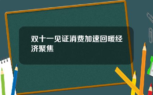 双十一见证消费加速回暖经济聚焦