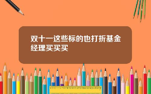 双十一这些标的也打折基金经理买买买