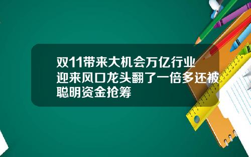 双11带来大机会万亿行业迎来风口龙头翻了一倍多还被聪明资金抢筹