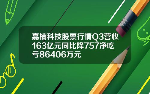 嘉楠科技股票行情Q3营收163亿元同比降757净吃亏86406万元