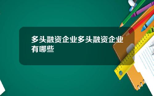 多头融资企业多头融资企业有哪些