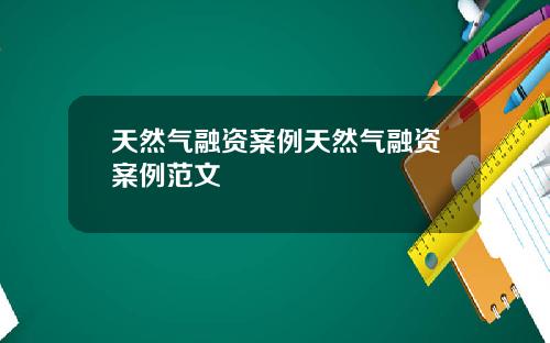 天然气融资案例天然气融资案例范文