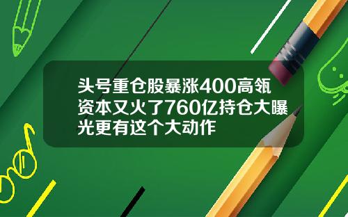 头号重仓股暴涨400高瓴资本又火了760亿持仓大曝光更有这个大动作