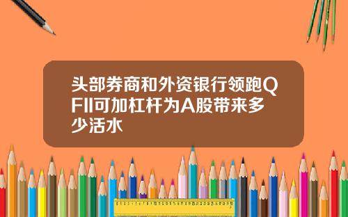 头部券商和外资银行领跑QFII可加杠杆为A股带来多少活水