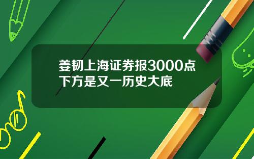 姜韧上海证券报3000点下方是又一历史大底